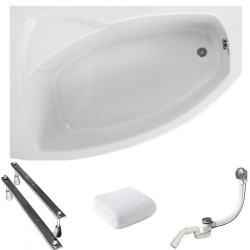 Frida Elegance: Asymetryczna Wanna 150x100 Lewa z Syfonem i Stelażem - Polimat