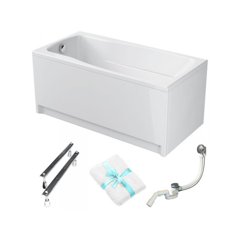 Cersanit Lana 140x70: Komfortowa wanna z akrylu, zestaw z obudową, syfonem i ręcznikiem Gratis!