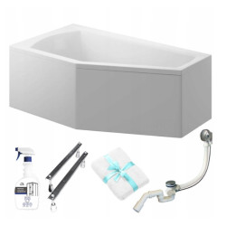 Wanna narożna SELENA 160x90 akrylowa + zestaw: obudowa, syfon, preparat. Komfort i styl!