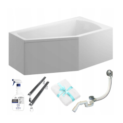 Luksusowa Wanna Selena 160x90 Akrylowa Asymetryczna z Syfonem i Obudową