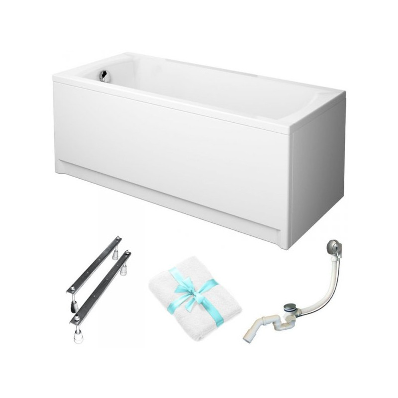 Cersanit Korat 160x70: Elegancka wanna akrylowa z kompletem - obudowa, syfon, nóżki, ręcznik gratis