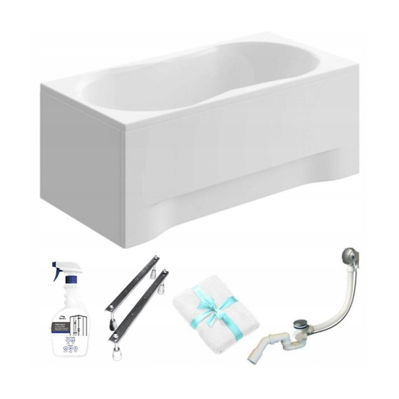 Elegancka wanna GRACJA 170x70 z obudową + syfon i preparat w zestawie