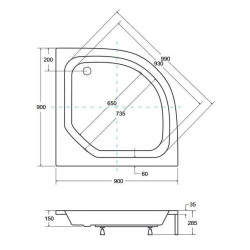 Efektowny Brodzik Akrylowy BESCO Diper II 90x90 z Syfonem Gratis