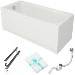Cersanit Flavia 170x70 Relax - Wanna Akrylowa z Syfonem i Obudową + Ręcznik w Zestawie