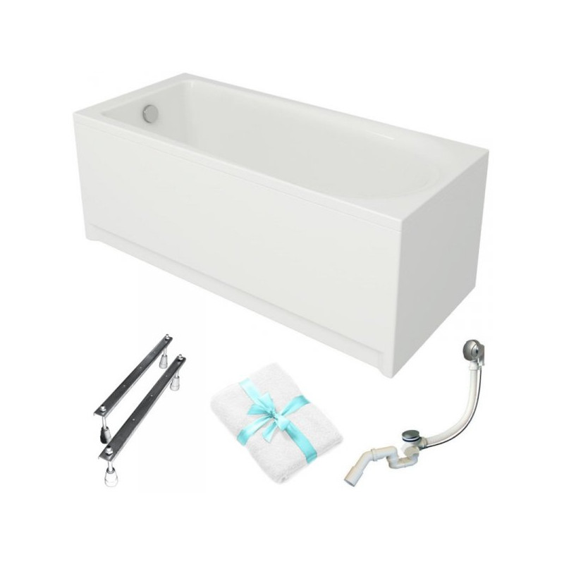 Cersanit Flavia 170x70 Relax - Wanna Akrylowa z Syfonem i Obudową + Ręcznik w Zestawie