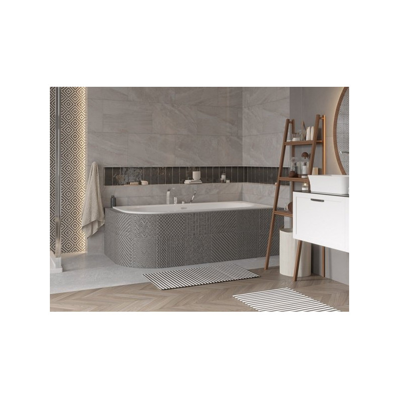 Elegancka Wanna Asymetryczna AVITA SLIM+ 160 P ze Złotym Syfonem i Stelażem Slim W