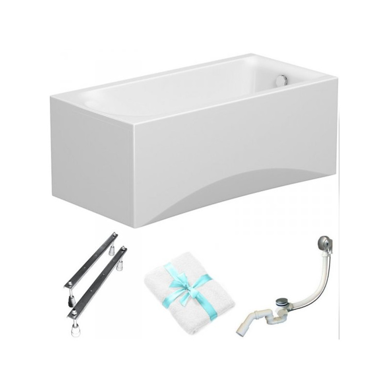 Relaksacyjna wanna City 150x75 z akryl - zestaw z białą obudową, syfonem + ręcznik gratis