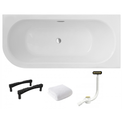 AVITA SLIM+ 170 P - Elegancka Wanna Asymetryczna ze Złotym Syfonem Szczelinowym