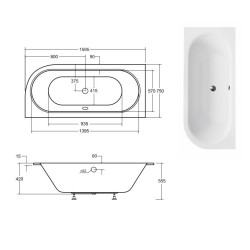 Elegancka Wanna Asymetryczna Slim 160L z Stelażem - Idealna do Nowoczesnych Łazienek