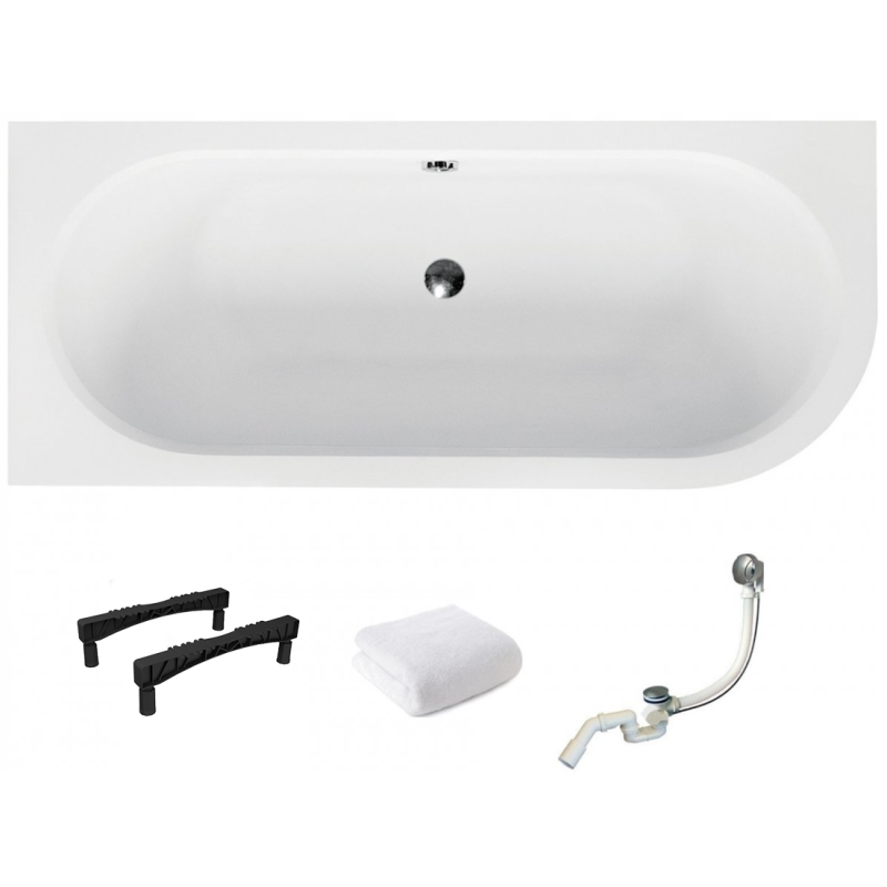 Elegancka Wanna AVITA SLIM 170L, Asymetryczna Prawa z Stelażem Slim W