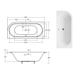 Elegancka Wanna AVITA SLIM 170L, Asymetryczna Prawa z Stelażem Slim W