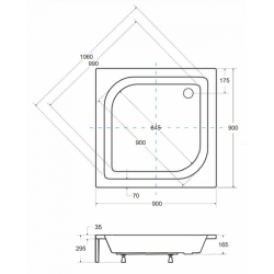 Brodzik Kwadratowy Besco Ares 90x90cm z Syfonem Gratis