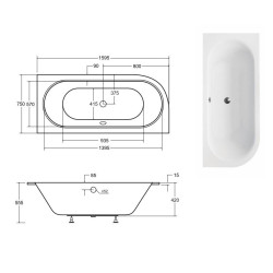 Elegancka Wanna Avita Slim 160 Prawa z Stelażem Slim W