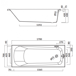 Luksusowa Wanna Cersanit Nao 170x70 z Syfonem, Białą Obudową i Gratisowym Ręcznikiem