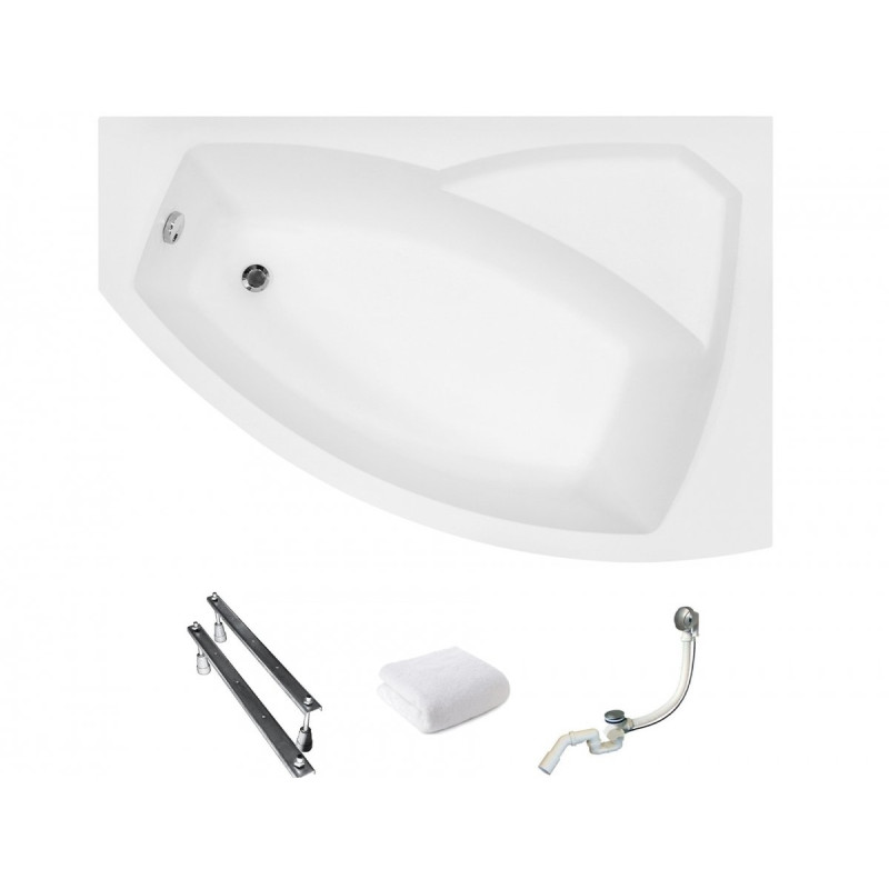 Luksusowa wanna asymetryczna RIMA 130 P z solidnym stelażem w zestawie