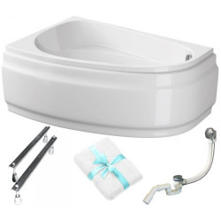 Wanna Cersanit Joanna 140x90 LEWA z Obudową, Syfonem i Nóżkami - Komfort i Styl w Twojej Łazience