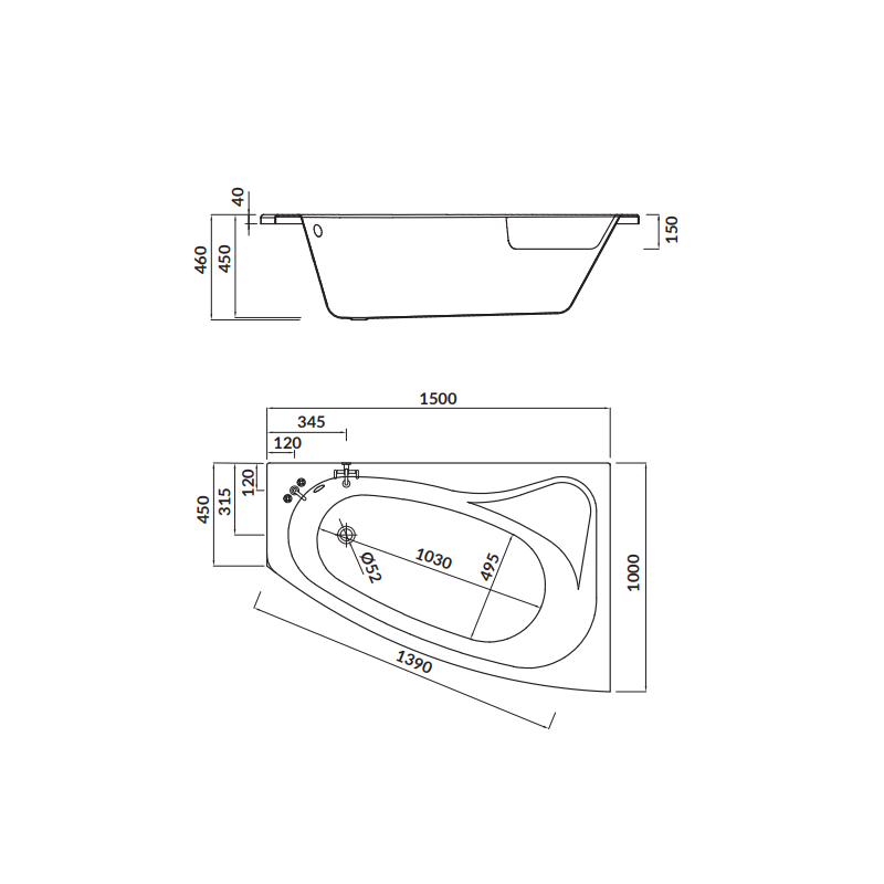 Sicilia Lux Prawa Wanna asymetryczna Cersanit 150x100 z obudową i gratis ręcznikiem