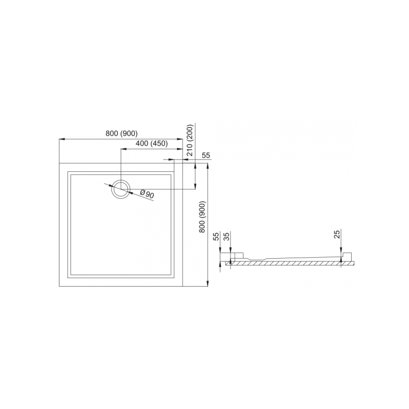 GOLIAT 90x90 - Kwadratowy Brodzik Akrylowy Polimat z Syfonem Gratis