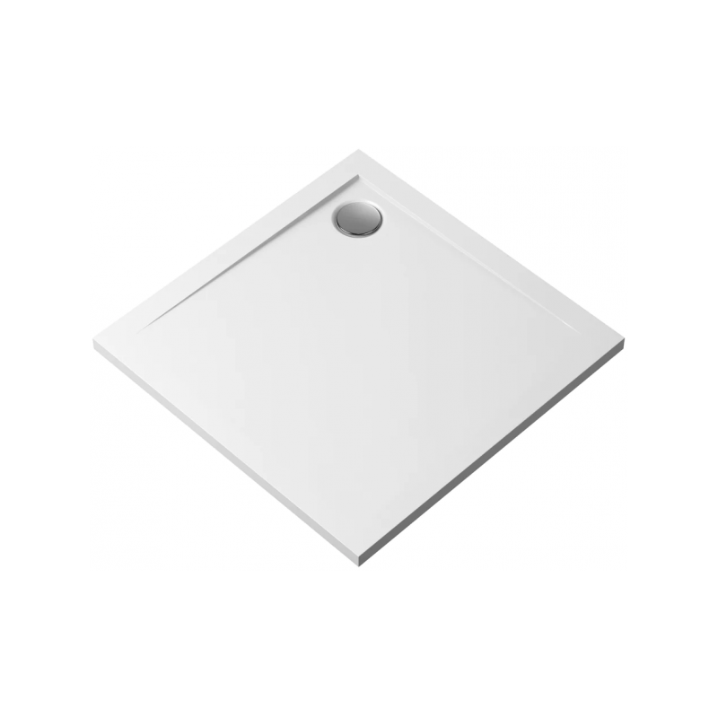 Polimat Brodzik kwadratowy posadzkowy Geos 90x90 biały z Syfonem