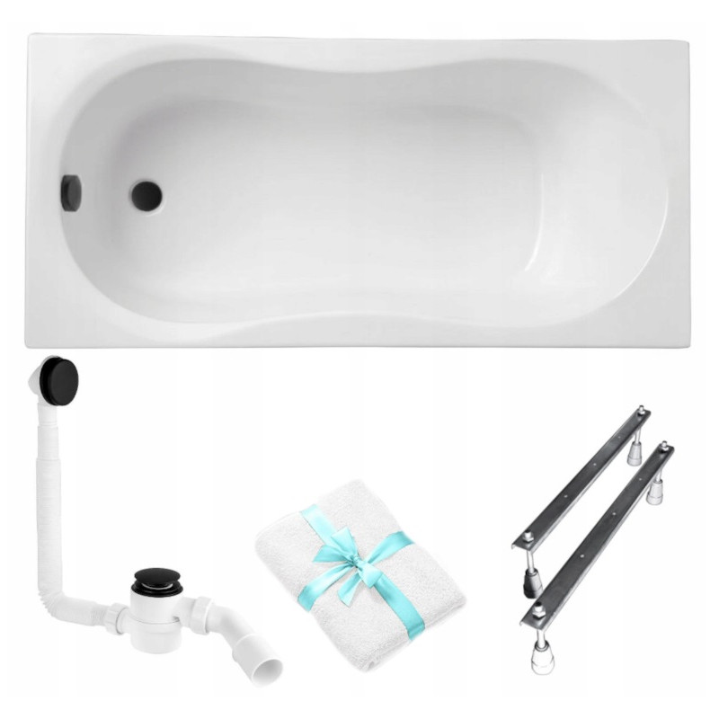 Elegancja i Styl: Wanna Classic SLIM 180x80 z Czarnym Syfonem