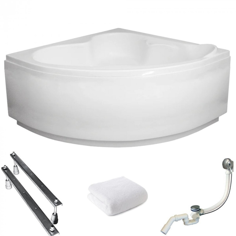 Polimat Symetryczna 130 cm: Wanna narożna akrylowa, 160L, relaks i komfort w zestawie