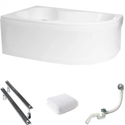 Ekskluzywna Wanna Narożna Polimat Mega 160x105 Lewa z Syfonem i Obudową - Nowoczesny Design