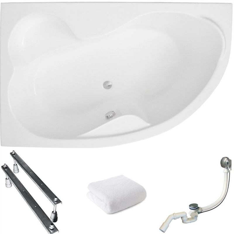 Elegancka Wanna Lewa MEGA 160x105 z Syfonem - Komfort i Styl dla Twojej Łazienki!