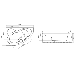 Wanna Polimat Mega 160x105 Lewa z Syfonem