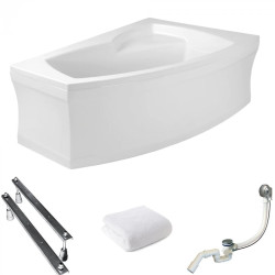 Relaksacyjna wanna narożna Polimat Frida 160x105 - biały design, komfort i funkcjonalność!