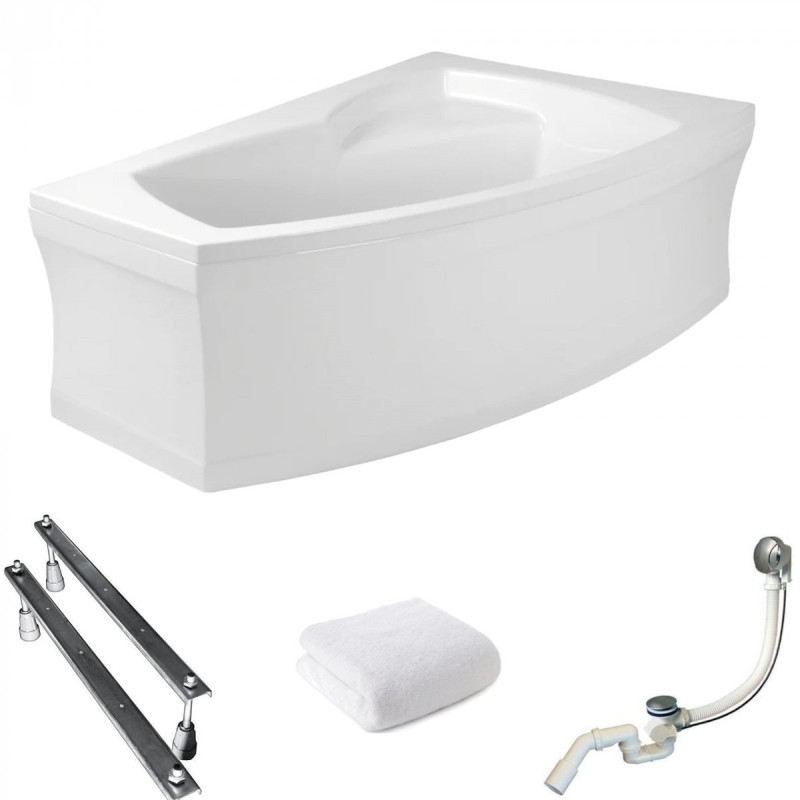 Relaksacyjna wanna narożna Polimat Frida 160x105 - biały design, komfort i funkcjonalność!