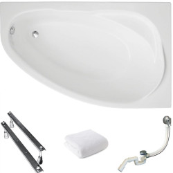 Elegancka wanna narożna Polimat Marea 160x100 prawa z syfonem chrom gratis