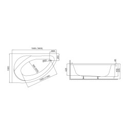 Elegancka wanna narożna Polimat Marea 160x100 prawa z syfonem chrom gratis