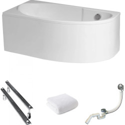 Wanna Asymetryczna Miki 140x70 Lewa z Syfonem i Stelażem - Komfort i Styl od Polimat