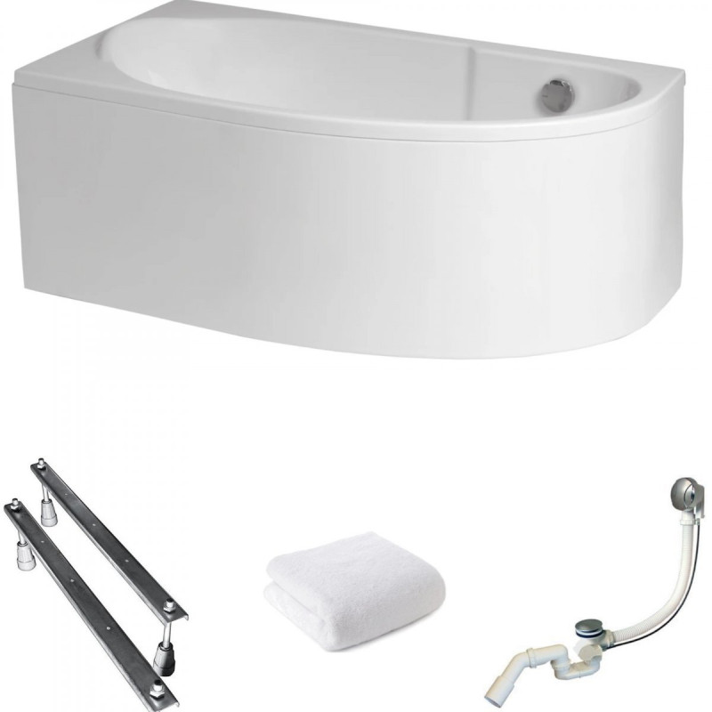 Wanna Asymetryczna Miki 140x70 Lewa z Syfonem i Stelażem - Komfort i Styl od Polimat