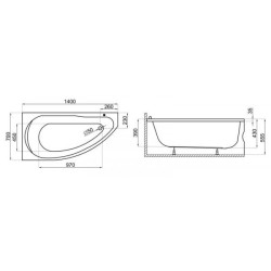 Asymetryczna Wanna Narożna MIKI 140x70 cm z Syfonem i Stelażem - Komfort i Styl w Twojej Łazience!
