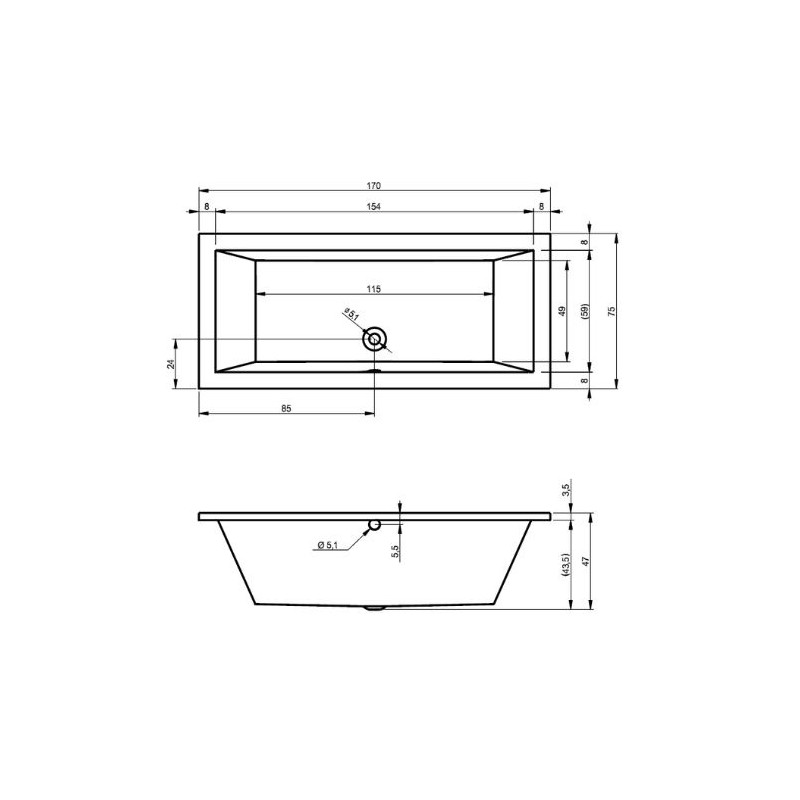 Luksusowa Wanny Akrylowa RIHO LUSSO 170x75 - Elegancja i Komfort do Twojej Łazienki