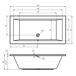 Ekskluzywna Wanna Akrylowa Riho Lusso 180x90 Biała z Antypoślizgową Powierzchnią