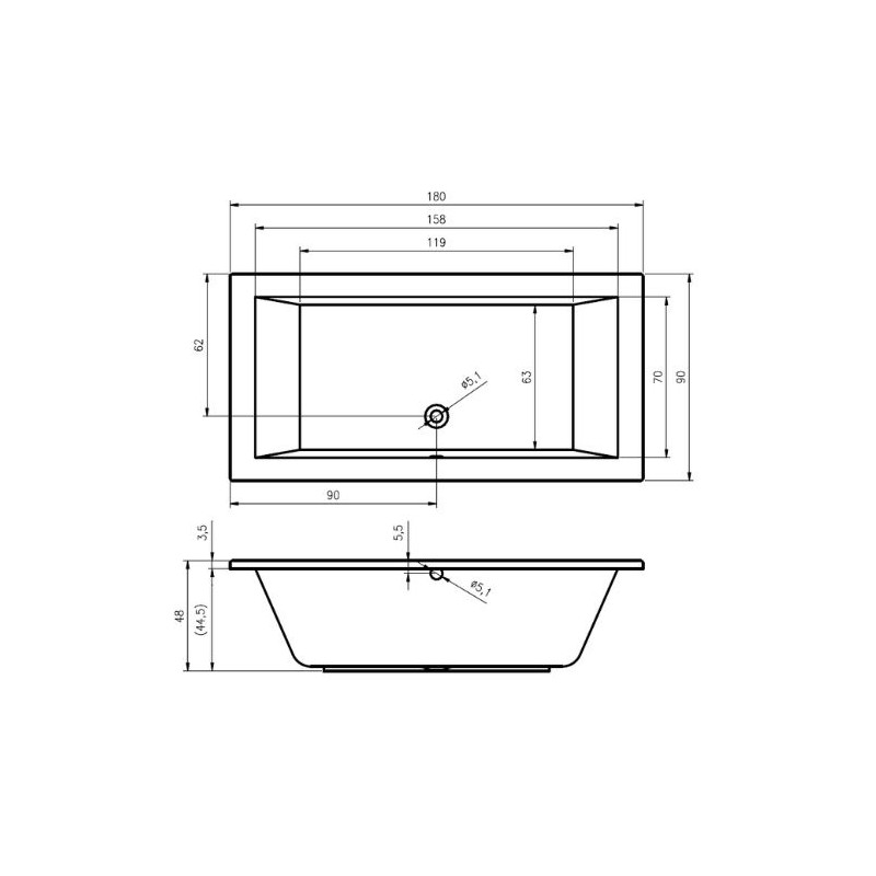 Ekskluzywna Wanna Akrylowa Riho Lusso 180x90 Biała z Antypoślizgową Powierzchnią
