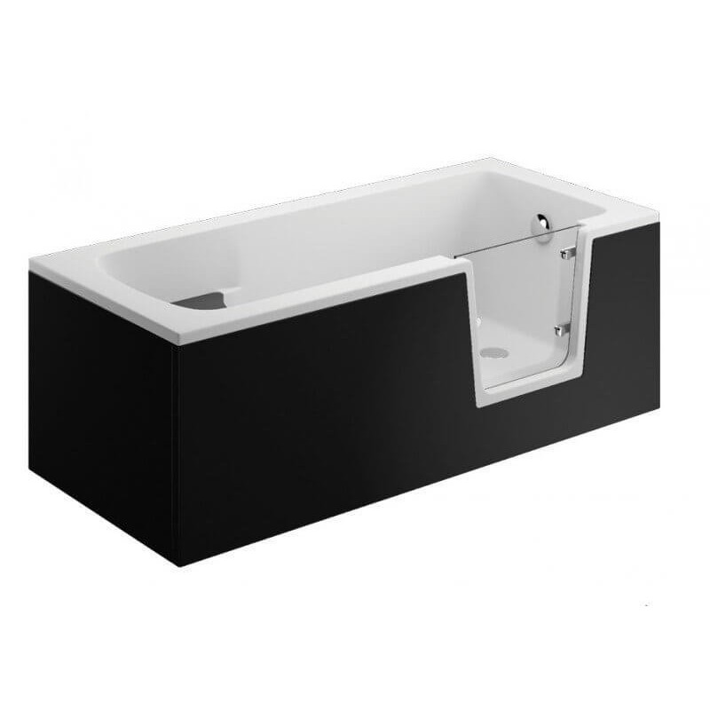 Przyjazna wanna AVO 180x80 - komfort i bezpieczeństwo dla seniorów z elegancką czarną obudową