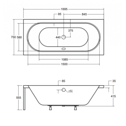 Luksusowa Wanna VitaProst 170 z Solidnym Stelażem
