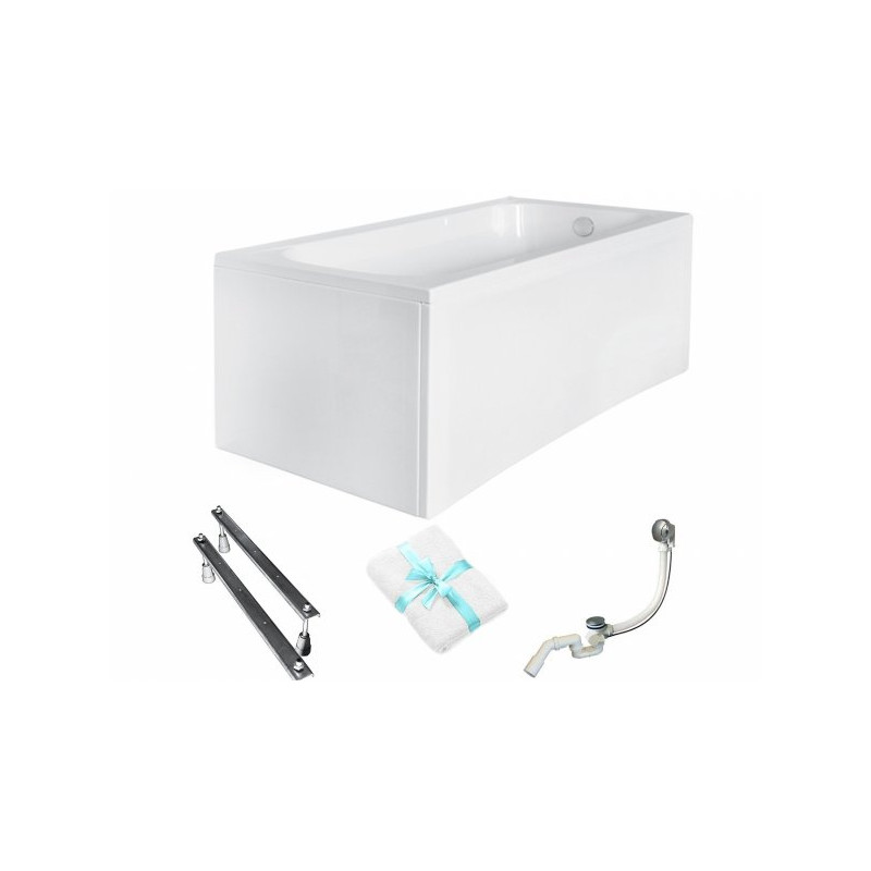 Besco Continea wanna 140x70 akrylowa z obudową, z nóżkami i syfonem