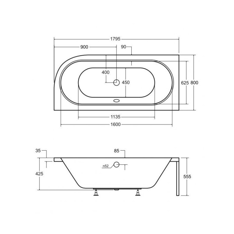 Wanna Asymetryczna Avita 180L z Kompletem Stelażu - Elegancja i Funkcjonalność
