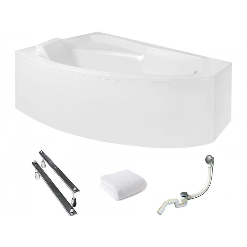 Elegancka Wanna Asymetryczna 160L z Stelażem Typ W - Wyjątkowy Komfort i Styl