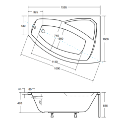 Luksusowa Wanna Asymetryczna RIMA 160 P - Styl i Komfort w Twojej Łazience