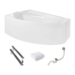Elegancka Wanna Asymetryczna 170L Lewa z Stelażem WD w Komplecie
