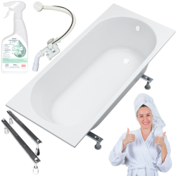 Elegancka Wanna Owalna SLIM 160x70 - Kronos Oval z Syfonem i Preparatem 5w1