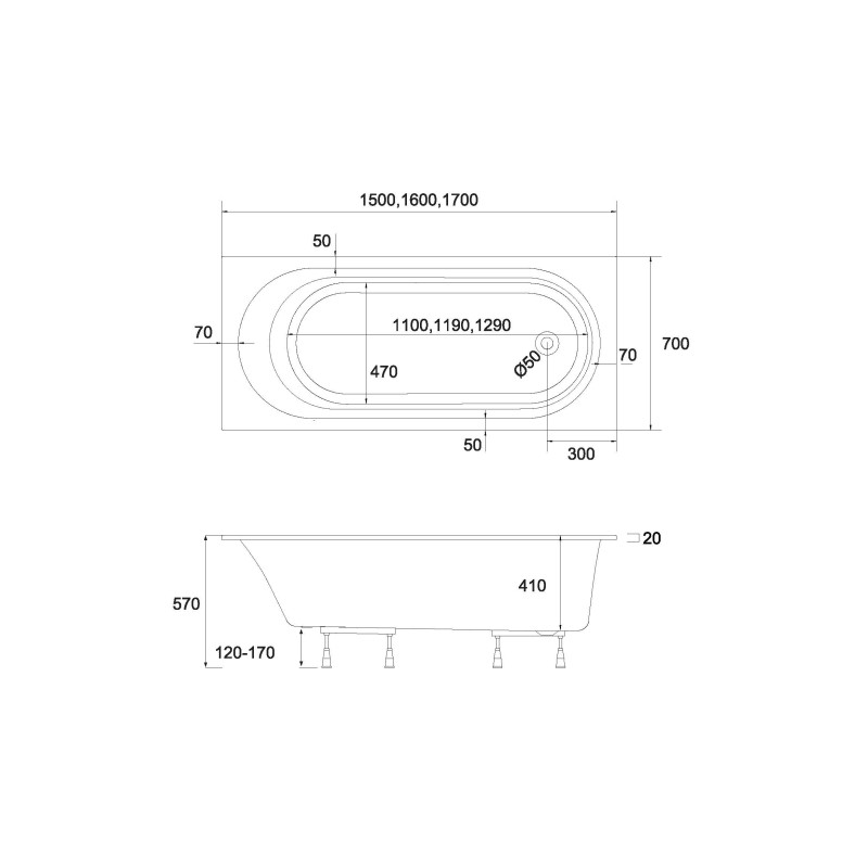 Kąpielowy relaks w stylu SLIM: KRONOS OVAL 170x70 - wyjątkowa elegancja i komfort