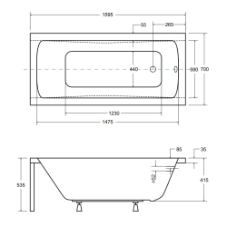 Ekskluzywna Wanna Prostokątna OPTIMA 160 ze Stelażem