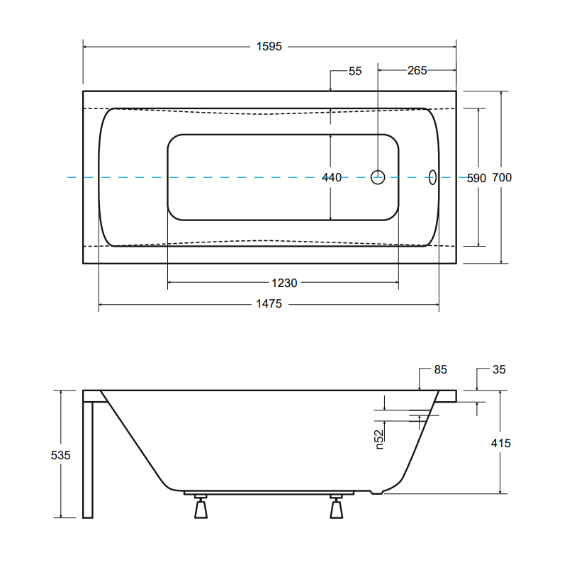 Luksusowa Wanna Prostokątna OPTIMA z Solidnym Stelażem