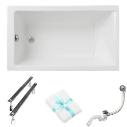 Relaksujące Przestrzenie: Wanna Capri 100x70 z Eleganckim Czarnym Syfonem